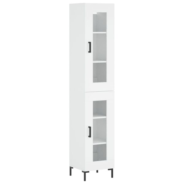 vidaXL Buffet haut Blanc 34,5x34x180 cm Bois d'ing&eacute;nierie