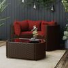 vidaXL Salon de jardin 4 pcs avec coussins Marron Résine tressée