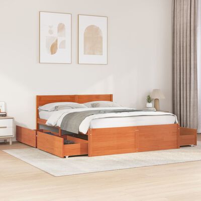 vidaXL Cadre de lit sans matelas cire marron 150x200cm bois pin massif