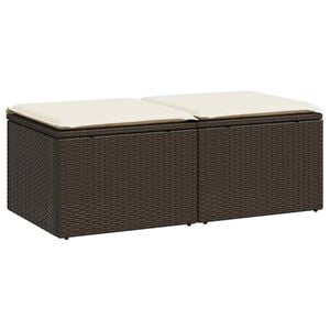 vidaXL Salon de jardin avec coussins 2pcs marron r&eacute;sine tress&eacute;e acacia