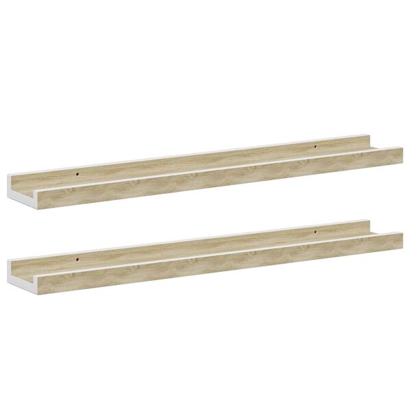 vidaXL &Eacute;tag&egrave;res murales 2 pcs blanc et ch&ecirc;ne sonoma 60x9x3 cm