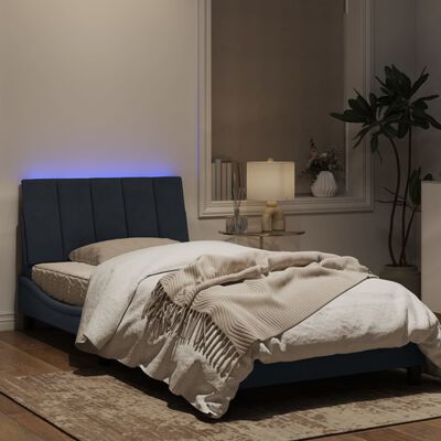 vidaXL Cadre de lit avec lumières LED gris foncé 100x200 cm velours