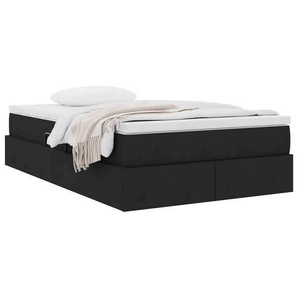 vidaXL Lit avec rangement et matelas Noir 120 x 190 cm Polyester