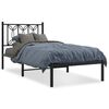 vidaXL Cadre de lit m&eacute;tal sans matelas avec t&ecirc;te de lit noir 90x190 cm