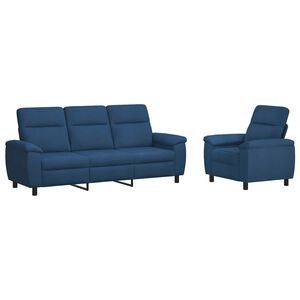 vidaXL Ensemble de Canap&eacute;s 2 pcs Bleu Tissu