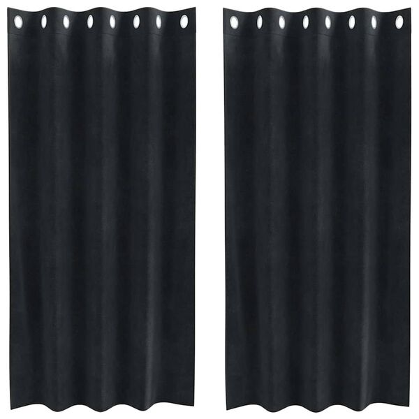 vidaXL Rideaux occultants 2 pcs Noir 140 x 175 cm Velours