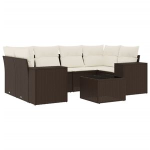 vidaXL Salon de jardin avec coussins 7 pcs marron r&eacute;sine tress&eacute;e