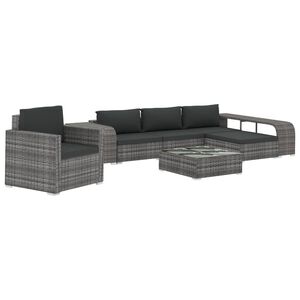 vidaXL Salon de jardin 8 pcs avec coussins r&eacute;sine tress&eacute;e gris
