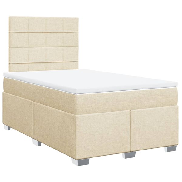 vidaXL Sommier &agrave; lattes de lit avec matelas cr&egrave;me 120x190 cm tissu