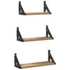 vidaXL &Eacute;tag&egrave;re Murale 3 pc Ch&ecirc;ne Fum&eacute; 37 x 12 x 13 cm