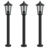 vidaXL Lampadaires d'ext&eacute;rieur 3 pcs noir 80 cm acier inoxydable