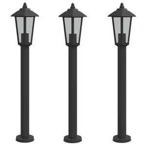 vidaXL Lampadaires d'ext&eacute;rieur 3 pcs noir 80 cm acier inoxydable