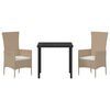 vidaXL Ensemble de salle &agrave; manger pour jardin 3 pcs Beige polyrotin