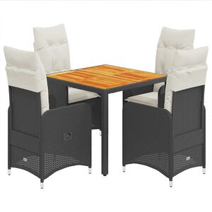 vidaXL Ensemble de bistro de jardin 5 pcs coussins noir poly rotin