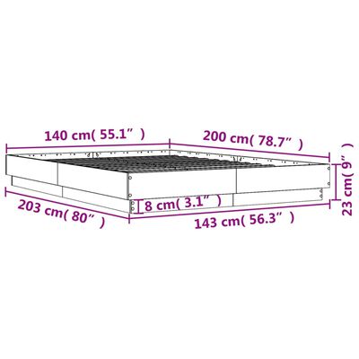 vidaXL Cadre de lit chêne marron 140x200 cm bois d'ingénierie