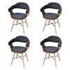 vidaXL Chaises &agrave; manger lot de 4 gris fonc&eacute; bois courb&eacute; et tissu