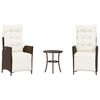 vidaXL Ensemble de bistro 3 pcs avec coussins marron r&eacute;sine tress&eacute;e
