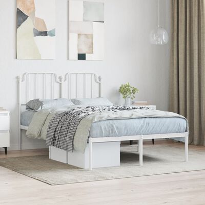 vidaXL Cadre de lit métal sans matelas et tête de lit blanc 120x190 cm