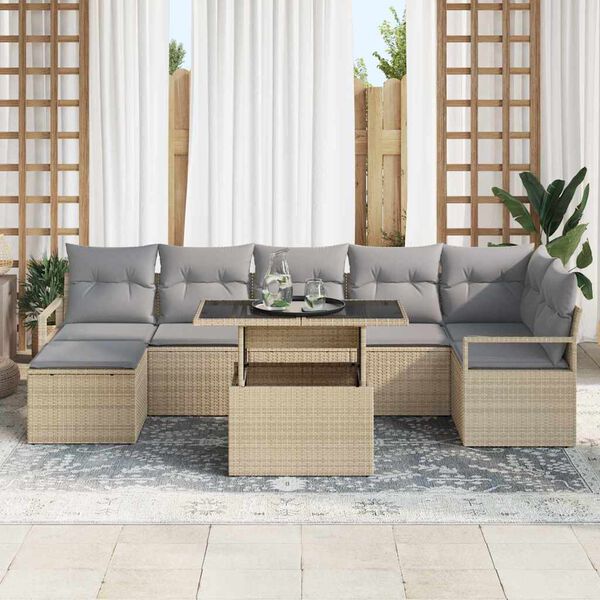 vidaXL Ensemble de canap&eacute; de jardin 8 pcs beige et gris clair