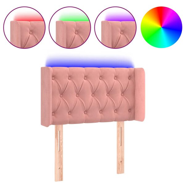 vidaXL T&ecirc;te de lit &agrave; LED Rose 83x16x78/88 cm Velours