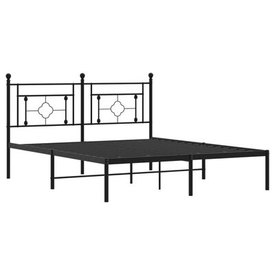 vidaXL Cadre de lit métal sans matelas avec tête de lit noir 150x200cm