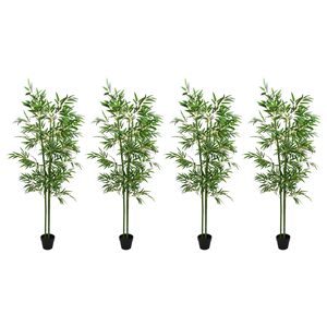vidaXL Arbre en Bambou Artificiel 4 pi&egrave;ces Vert 60 x 18 x 190 cm