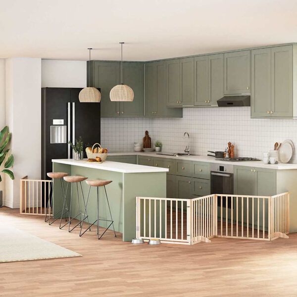 vidaXL Barri&egrave;re pour chien porte pliable 8 panneaux bois de peuplier