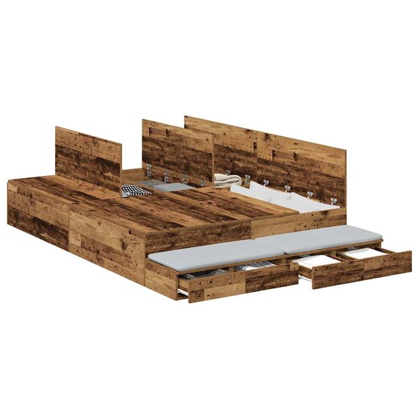vidaXL Cadre de lit avec rangement avec tiroir Bois Ancien 140 cm