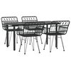 vidaXL Ensemble &agrave; manger de jardin 5 pcs Noir R&eacute;sine tress&eacute;e