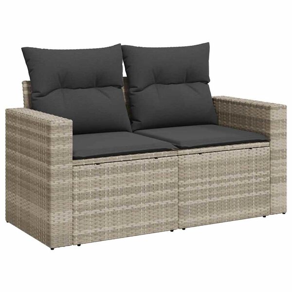 vidaXL Salon de jardin 6 pcs avec coussins gris clair r&eacute;sine tress&eacute;e