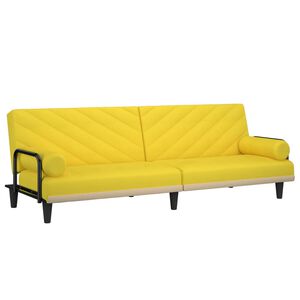 vidaXL Canap&eacute;-lit avec accoudoirs jaune clair tissu