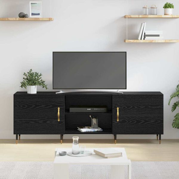 vidaXL Meuble TV Ch&ecirc;ne noir 150 x 30 x 50 cm Bois d'ing&eacute;nierie