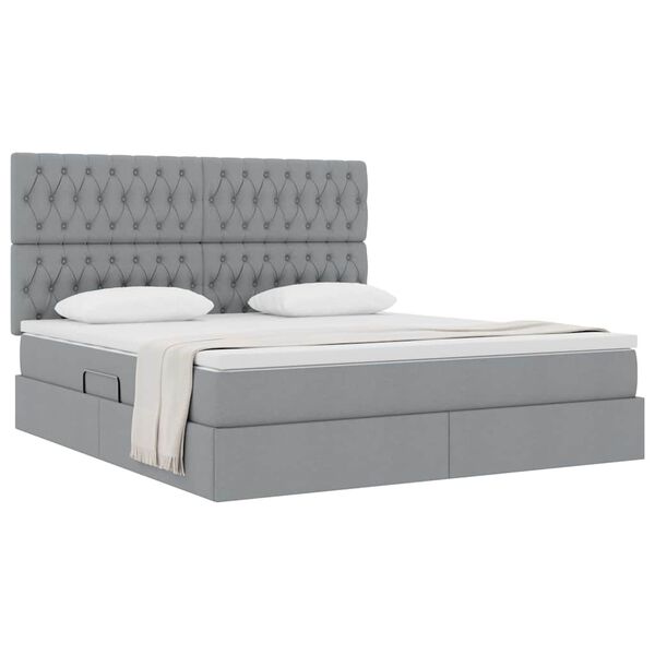 vidaXL Lit avec rangement et matelas Gris clair 180 x 200 cm Polyester
