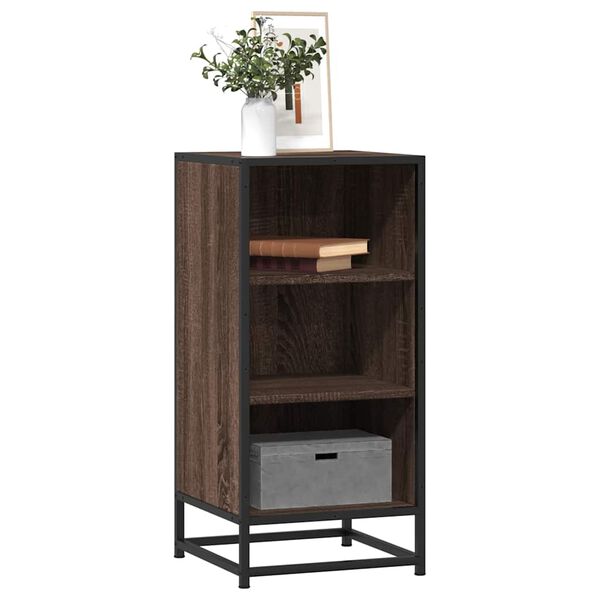 vidaXL Buffet ch&ecirc;ne marron 35,5x35x76 cm bois d'ing&eacute;nierie et m&eacute;tal