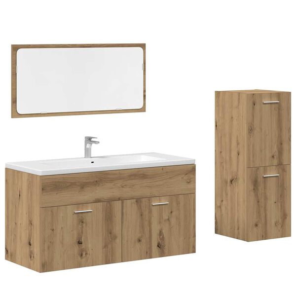 vidaXL Ensemble de meubles salle de bain 3 pcs bois d'ing&eacute;nierie