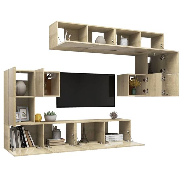 vidaXL Ensemble de meubles TV 8 pcs Ch&ecirc;ne sonoma Bois d'ing&eacute;nierie