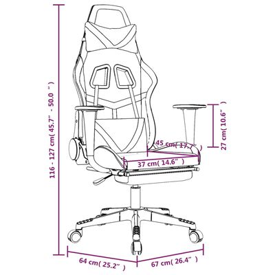 vidaXL Chaise de jeu de massage avec repose-pied Noir&Gris Similicuir