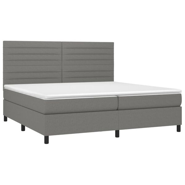 vidaXL Sommier &agrave; lattes de lit avec matelas Gris fonc&eacute; 200x200cm Tissu
