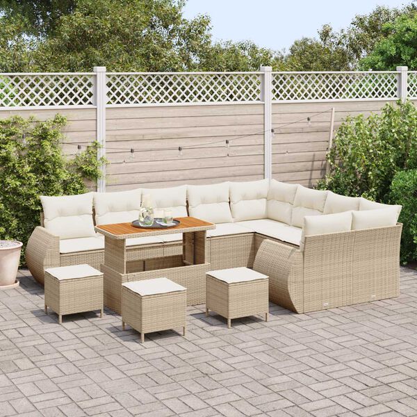 vidaXL Ensemble de canap&eacute; de jardin 13 pcs Beige polyrotin