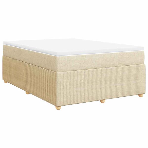 vidaXL Sommier &agrave; lattes de lit avec matelas Cr&egrave;me 140x200 cm Tissu