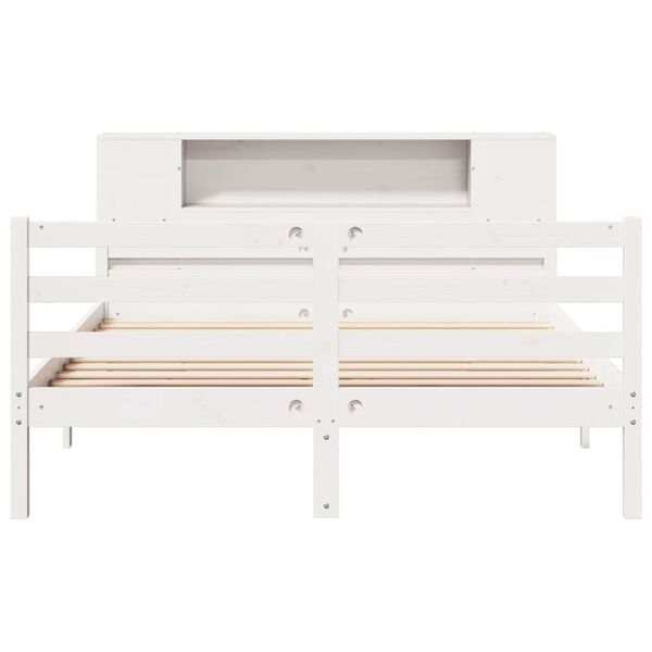vidaXL Lit bibliothèque sans matelas blanc 135x190 cm bois pin massif