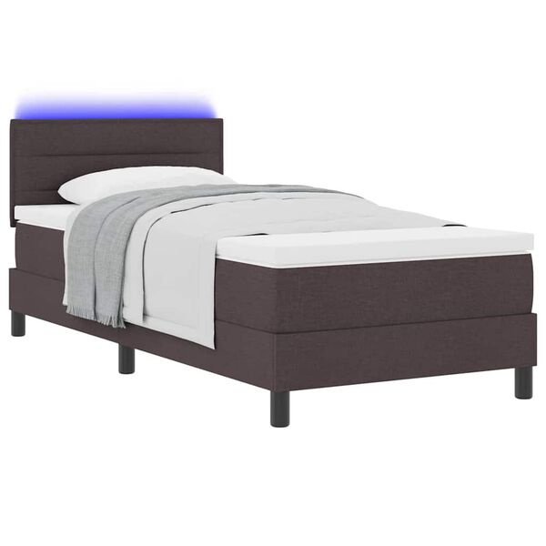 vidaXL Lit &agrave; ressorts avec matelas Marron fonc&eacute; 90 x 190 cm tissu