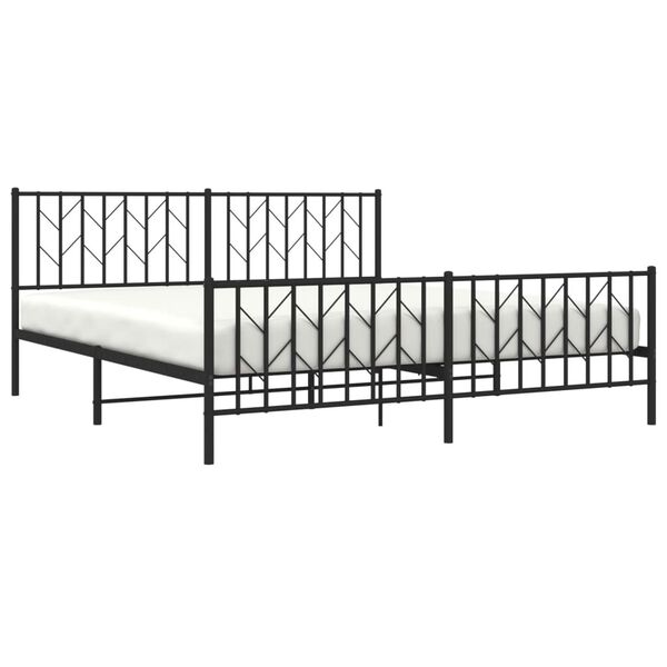 vidaXL Cadre de lit m&eacute;tal sans matelas avec pied de lit noir 183x213cm