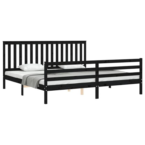 vidaXL Cadre de lit sans matelas noir 200x200 cm bois massif