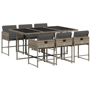 vidaXL Ensemble &agrave; manger de jardin et coussins 7 pcs gris rotin