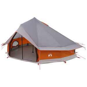 vidaXL Tente Tipi Gris et orange 700 x 700 x 395 cm Polyester et Acier
