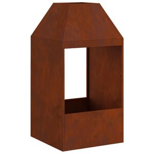 vidaXL Brasero Rouill&eacute; 50 x 50 x 100 cm Acier patin&eacute;