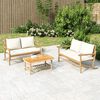 vidaXL Salon de jardin 2 pcs avec coussins blanc cr&egrave;me bambou