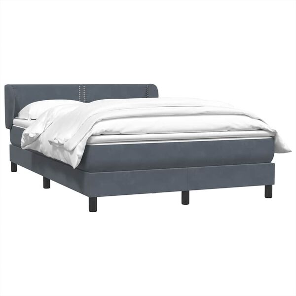 vidaXL Sommier &agrave; lattes de lit et matelas gris fonc&eacute; 140x220cm velours