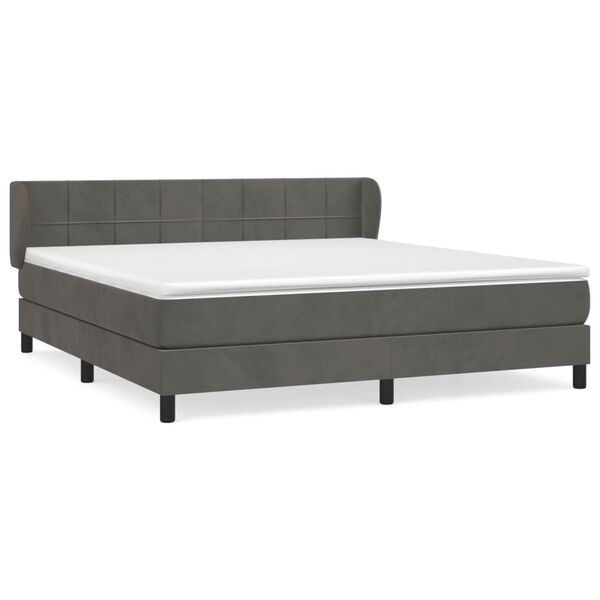 vidaXL Sommier &agrave; lattes de lit et matelas Gris fonc&eacute; 160x200cm Velours